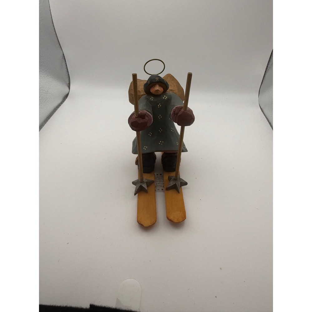 Williraye Studio Angel on Skis Figurine WW2224 Folk Art 1997 Holiday Decor